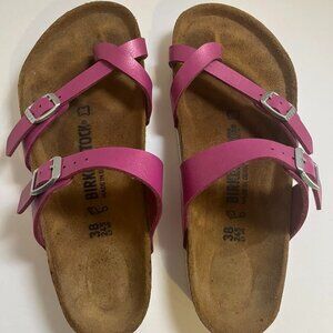 Birkenstock Mayari Toe Thong Sandals Fuchsia - Size 7.5/38 Used